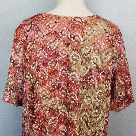 Catherines by Maggie Barnes Plus Floral Lace Pink Short Sleeve Blouse Size 1X - Picture 6 of 8
